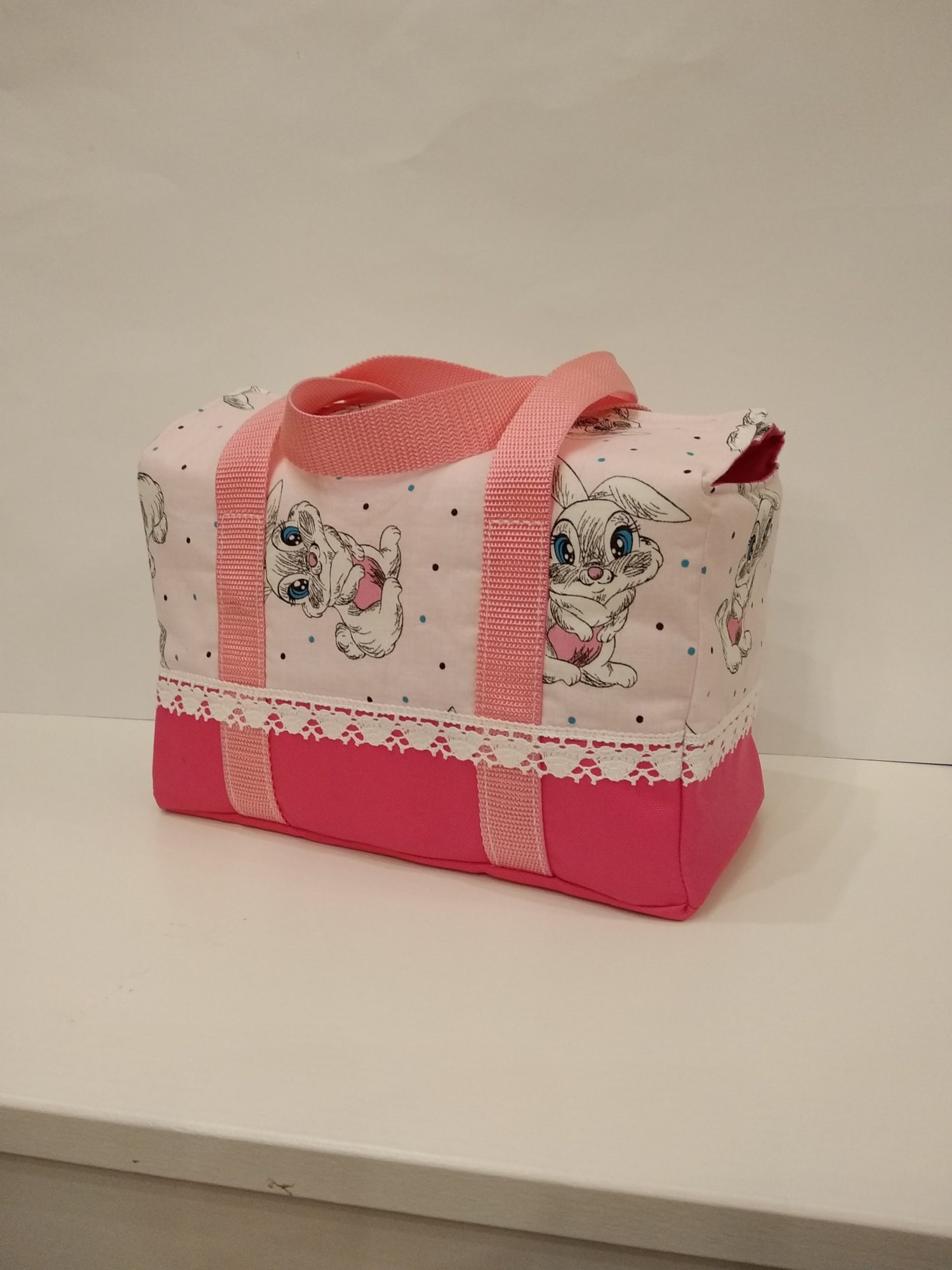 Tragetasche "Hanna" <br />z. B. für die Toniebox®, Hörspielwürfel rosa Hasen